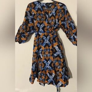 Vibrant Geometric Long Sleeve Dress